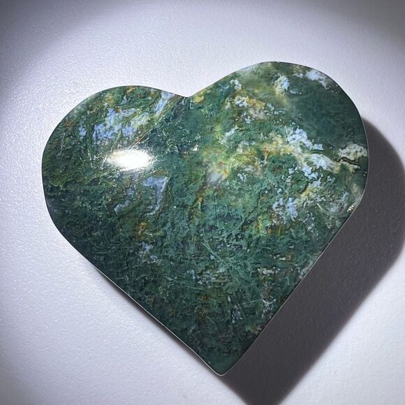 Moss Agate Crystal Heart‎ (#8) - Picture 3 of 11